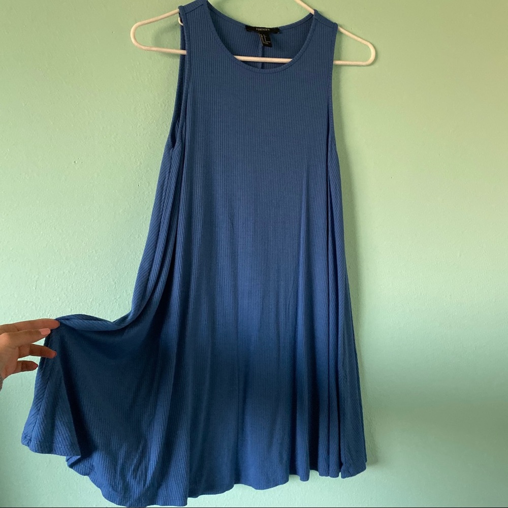 Blue sleeveless cotton dress